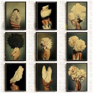 Tranh Vải Treo Tường In Hình Hoa Và Lông Vũ Trang Trí Nội Thất Phong Cách Hiện Đại