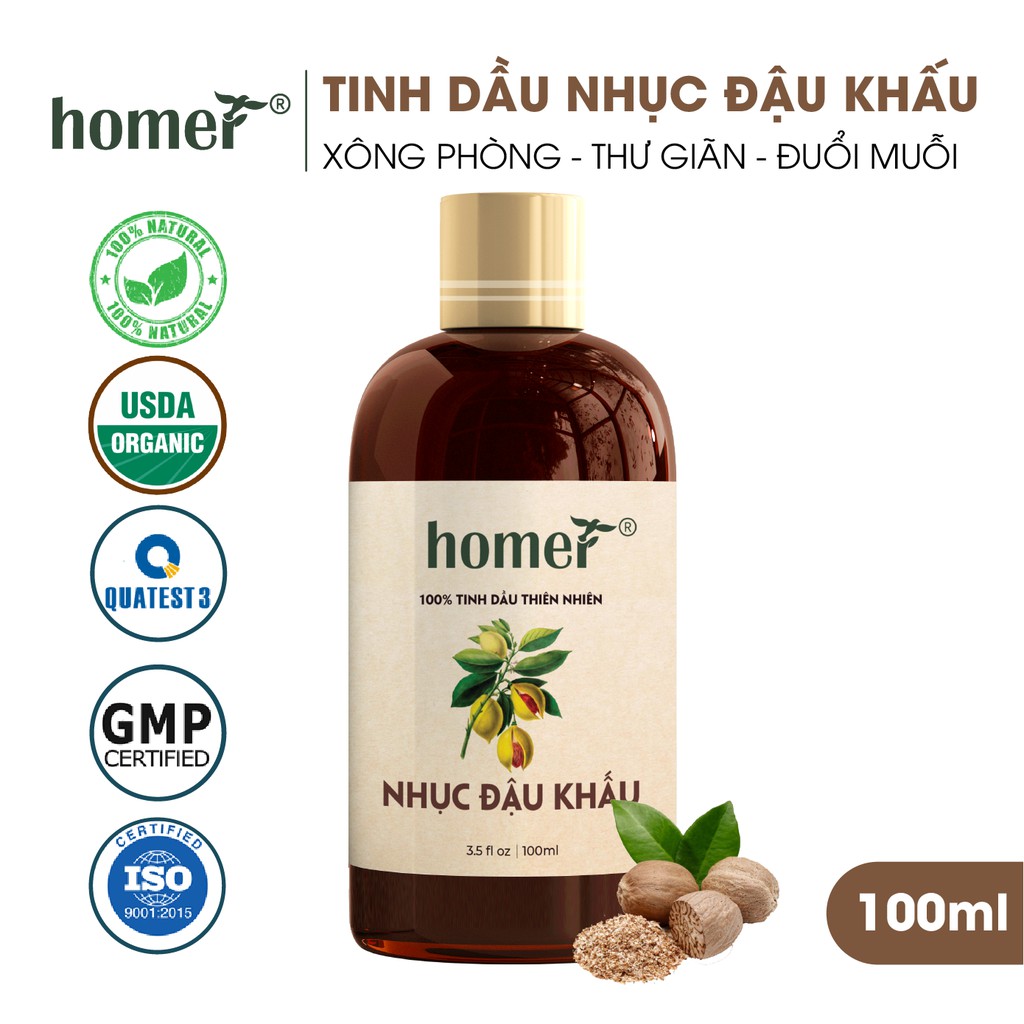 Tinh dầu Nhục Đậu Khấu Ấn Homer - Nutmeg Essential Oil - đạt chuẩn chất lượng kiểm định