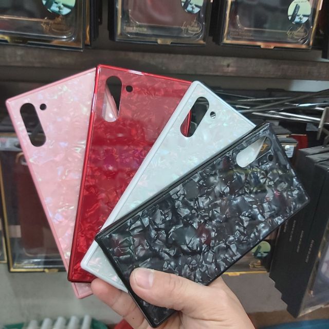 Ốp lưng kính cường lực vân đá Galaxy note 10/note 10 5G viền dẻo--siêu đẹp(loại xịn)