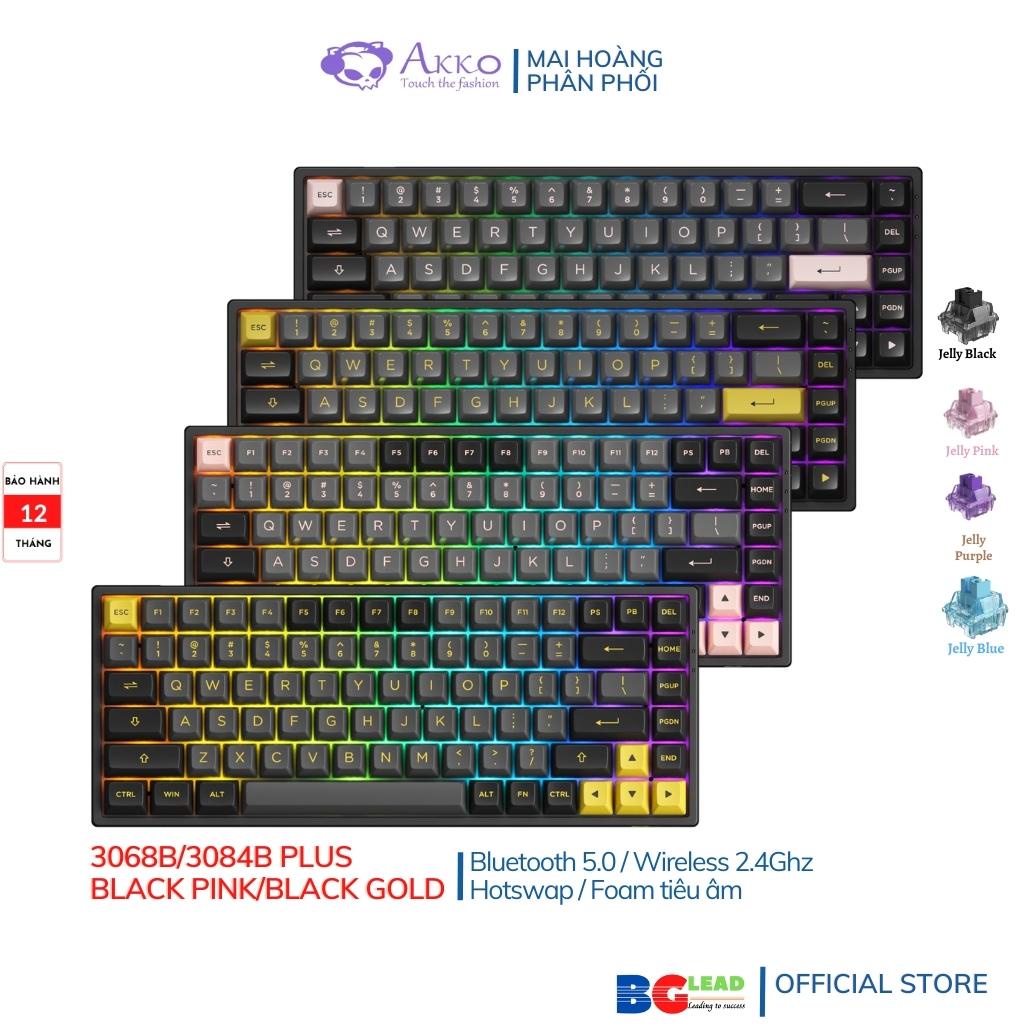 Bàn phím cơ AKKO 3068B / 3084B Plus Black Pink / Black gold (Bluetooth 5.0 / Wireless 2.4Ghz / Hotswap/RGB)