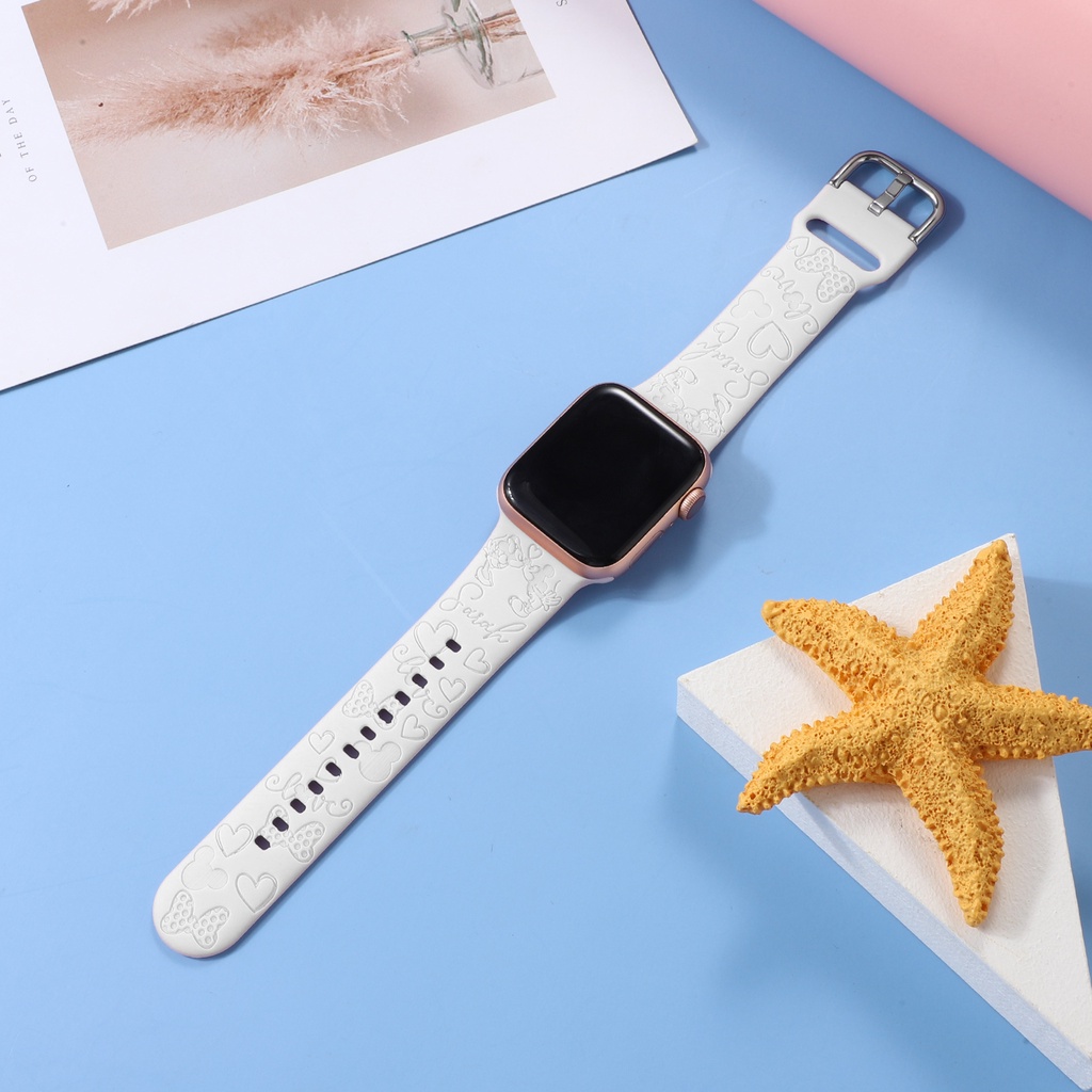 Dây Đeo Họa Tiết Hoạt Hình Mickey Minnie Cho Đồng Hồ Thông Minh Apple Watch 38mm 40mm 41mm 42mm 44mm 45mm Series 8 7 6 SE 5 4 3 2 1