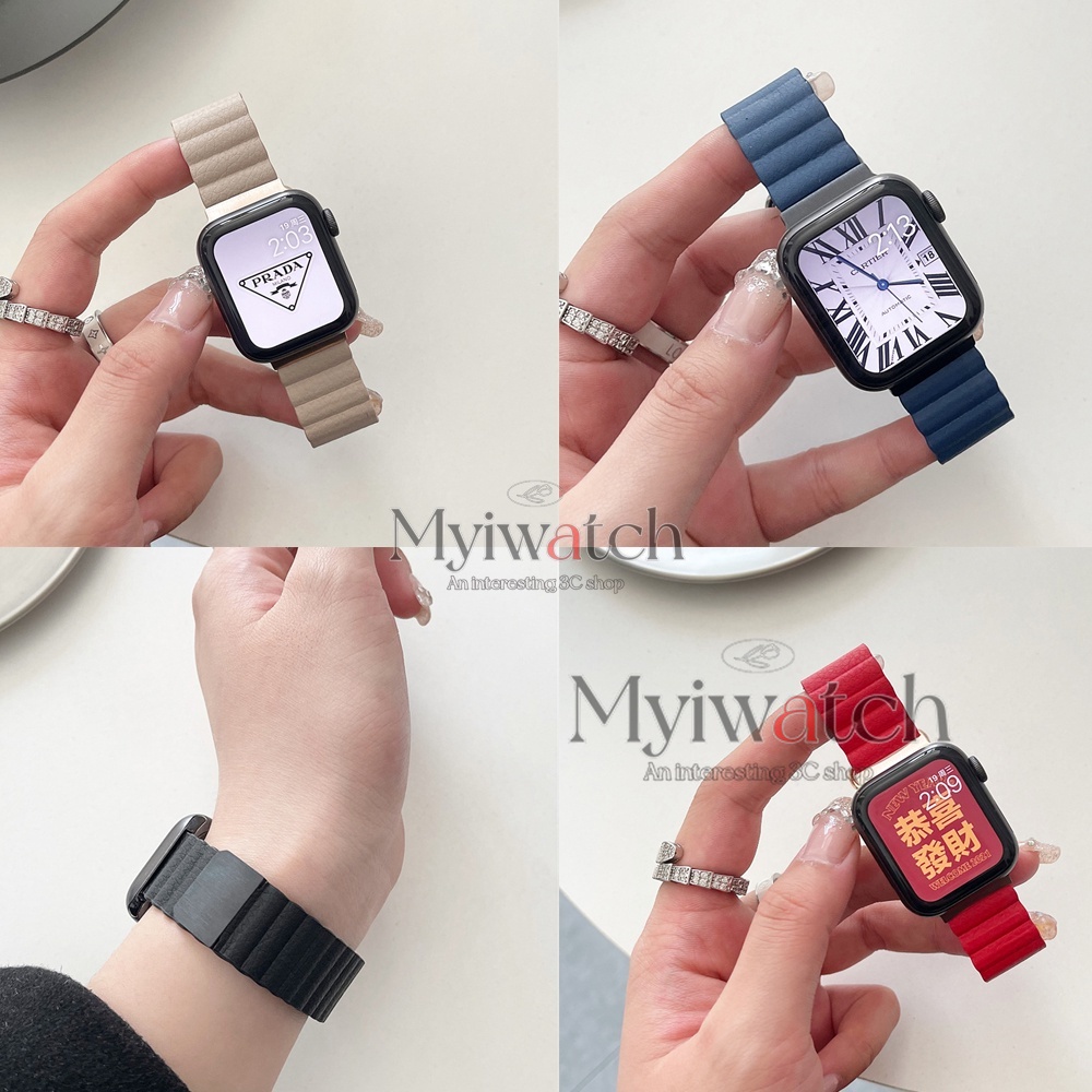 Dây Da Thay Thế 44mm 40mm 41mm 45mm 42mm 38mm 38mm Cho iWatch series 3 5 4 SE 6 7