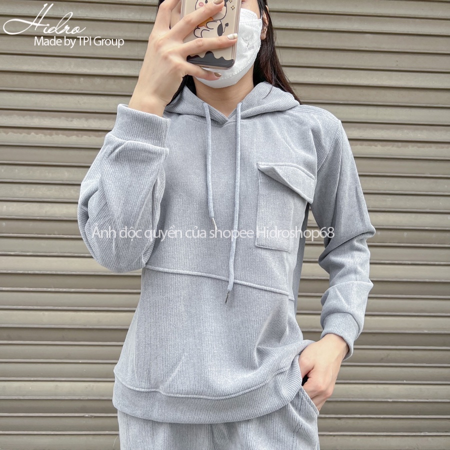 Bộ Nỉ Nhung Áo Hoodie Phối Túi Mix Quần Jogger Cá Tính Đủ Size | BigBuy360 - bigbuy360.vn