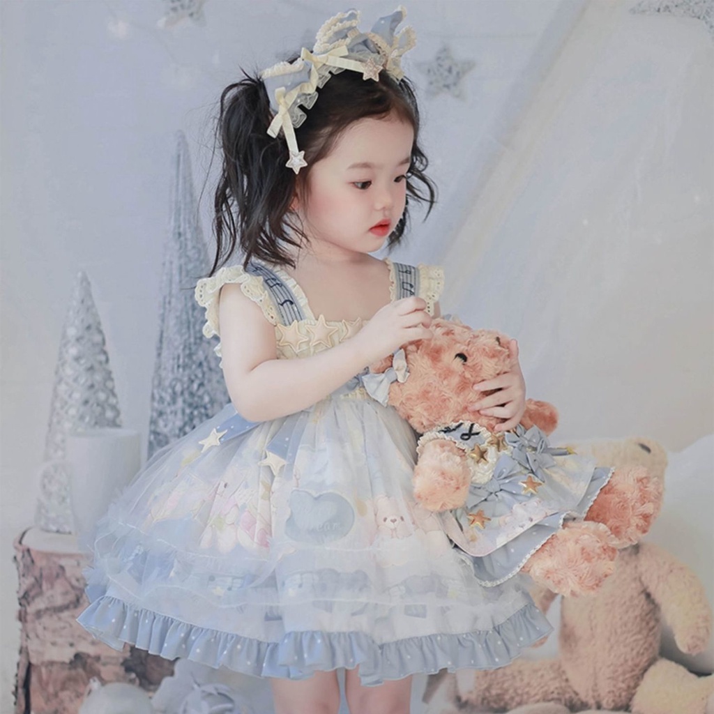 Girls' dress Lolita Princess suspender skirt little bear fluffy skirt children's baby spring and summer new western style dress