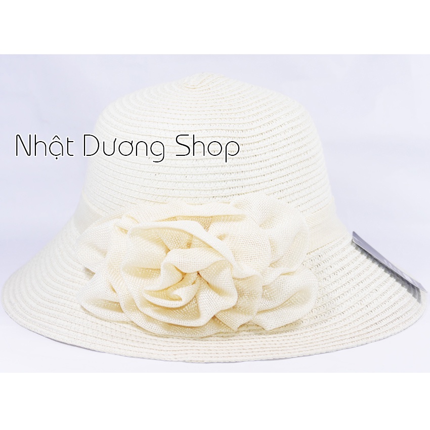 Nón đi biên nữ mùa hè găn nơ vải bông hoa lớn cực dễ thương phù hợp cho các bạn nữ đi chơi và du lịch