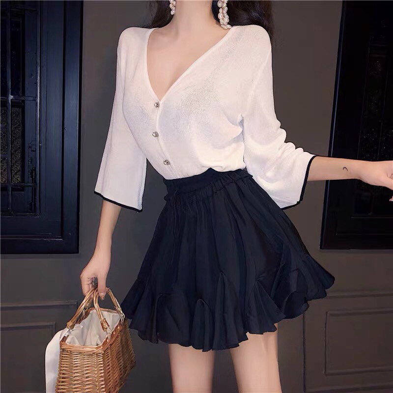 Chân váy ly bèo chữ A theo phong cách Uzang Hàn Quốc Mi Clothing