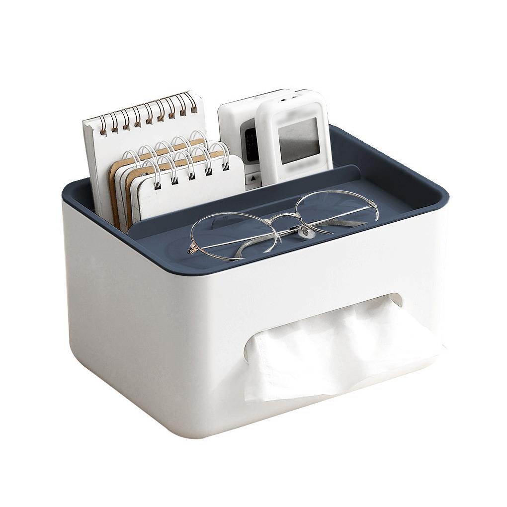 Tissue Box with Lid Plastic Remote Controller Kitchen Napkin Holder Double Layer Sundries Organizer Plastic ELEN