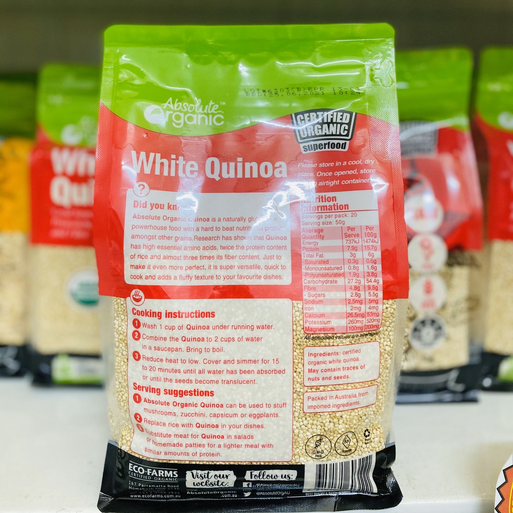 【MỚI VỀ】Hạt Diêm Mạch (Quinoa) Úc 1kg Absolute Chuẩn - Siêu Tốt Sức Khoẻ