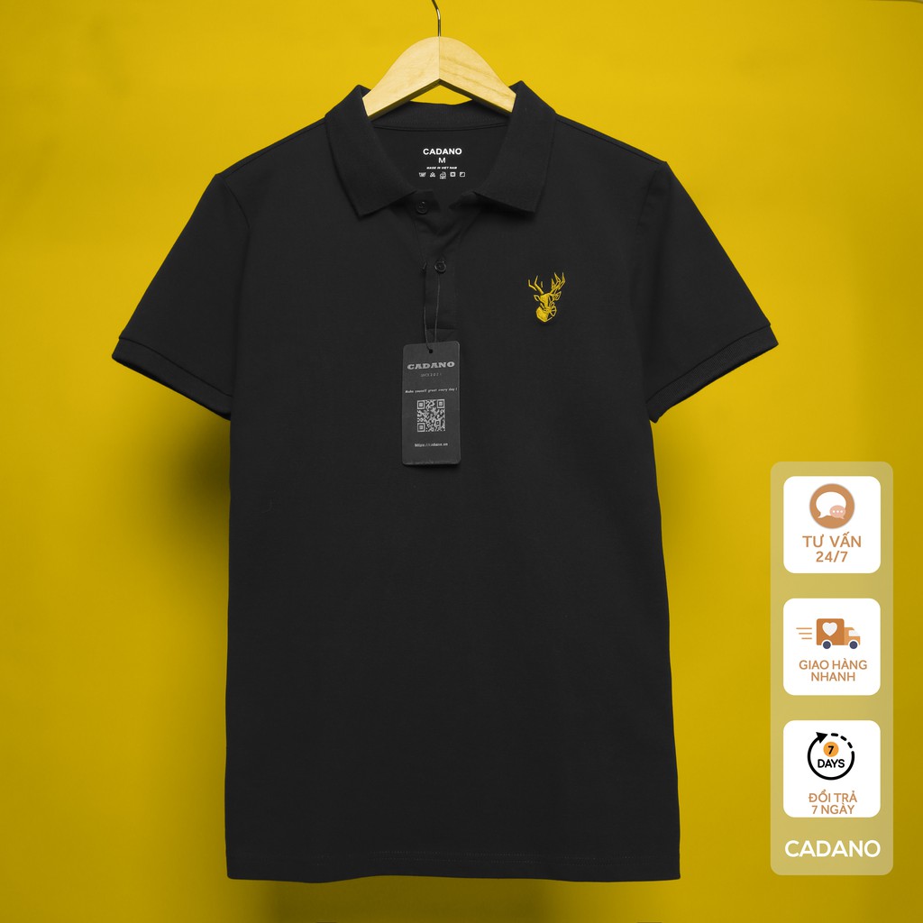 Áo thun polo nam CADANO, áo phông có cổ thêu, chất liệu cotton cá sấu CAD001