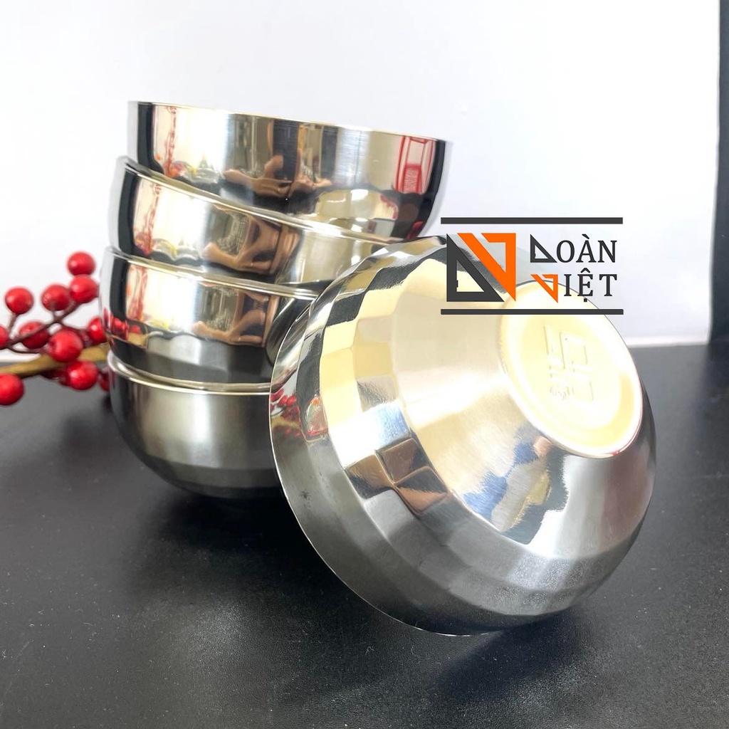 [INOX 201 - MẪU KIM CƯƠNG] TÔ CHÉN CÁCH NHIỆT 2 LỚP CAO CẤP, Sản phẩm gồm nhiều Size với đường kính Size 11, 17 cm