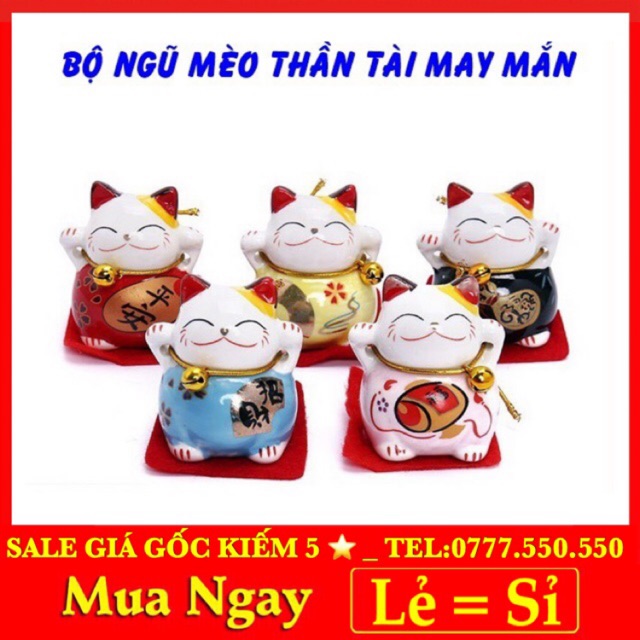 BỘ TƯỢNG NGŨ MÈO THẦN TÀI MAY MẮN