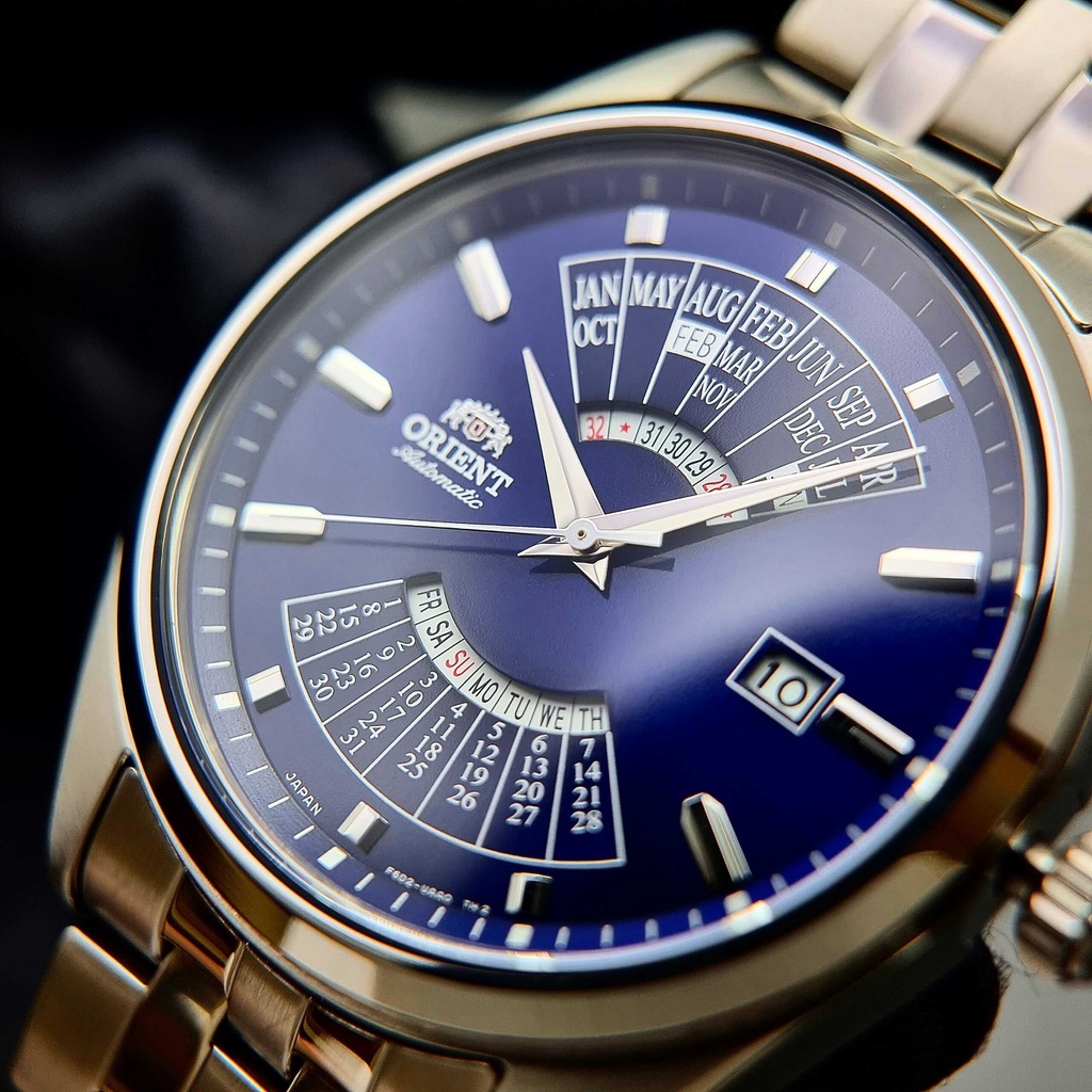 Đồng Hồ Nam  ORIENT LỊCH VẠN NIÊN  RA-BA0003L00C  Automatic Dây Sắt Trắng Mặt Xanh Dương