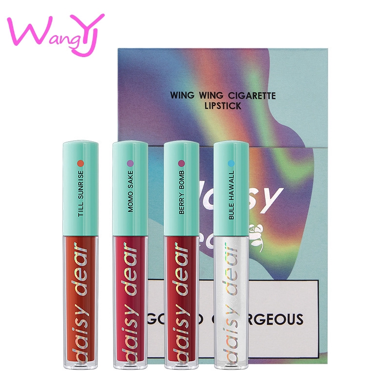 [Hàng mới về] Bộ 4 son môi mịn như nhung dưỡng ẩm thiết kế vỏ hình ống thuốc lá | BigBuy360 - bigbuy360.vn