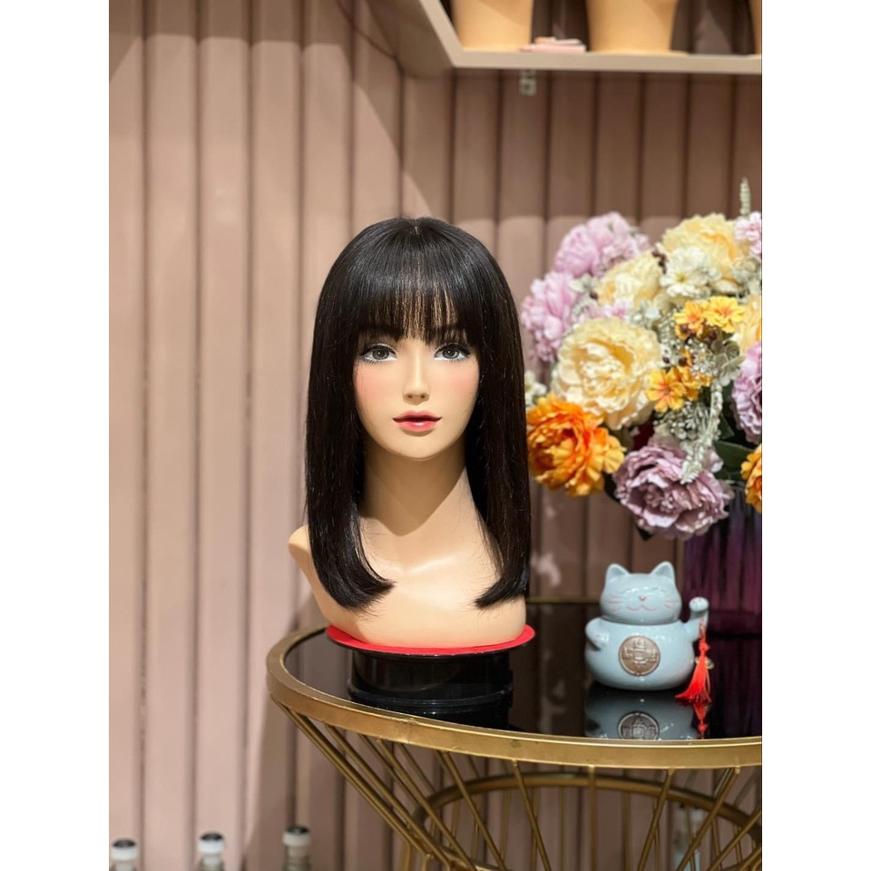 Tóc giả nữ bằng tóc thật đẹp tự nhiên siêu da 3d 40cm