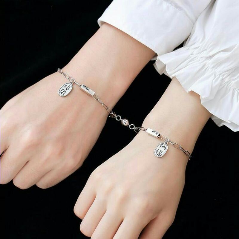 Lắc tay cặp đôi chữ hỷ mẫu mắt xích thời trang (1 bộ)