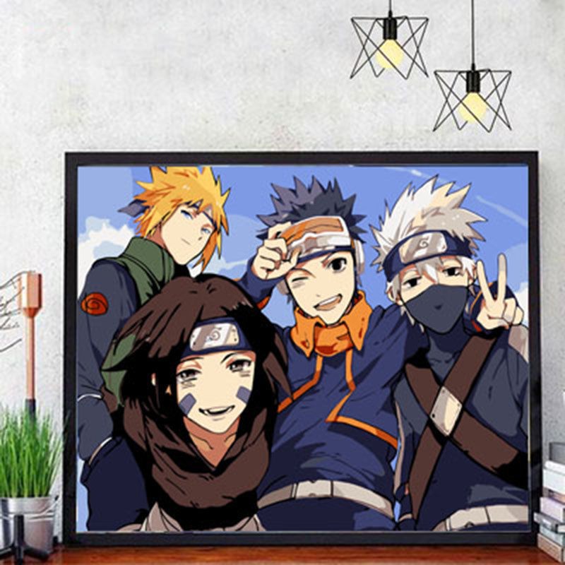 NARUTO Tranh Sơn Dầu Treo Tường Trang Trí Hình Nhân Vật Hoạt Hình One Piece