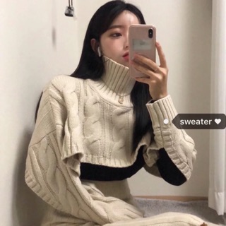 Len croptop cổ lọ