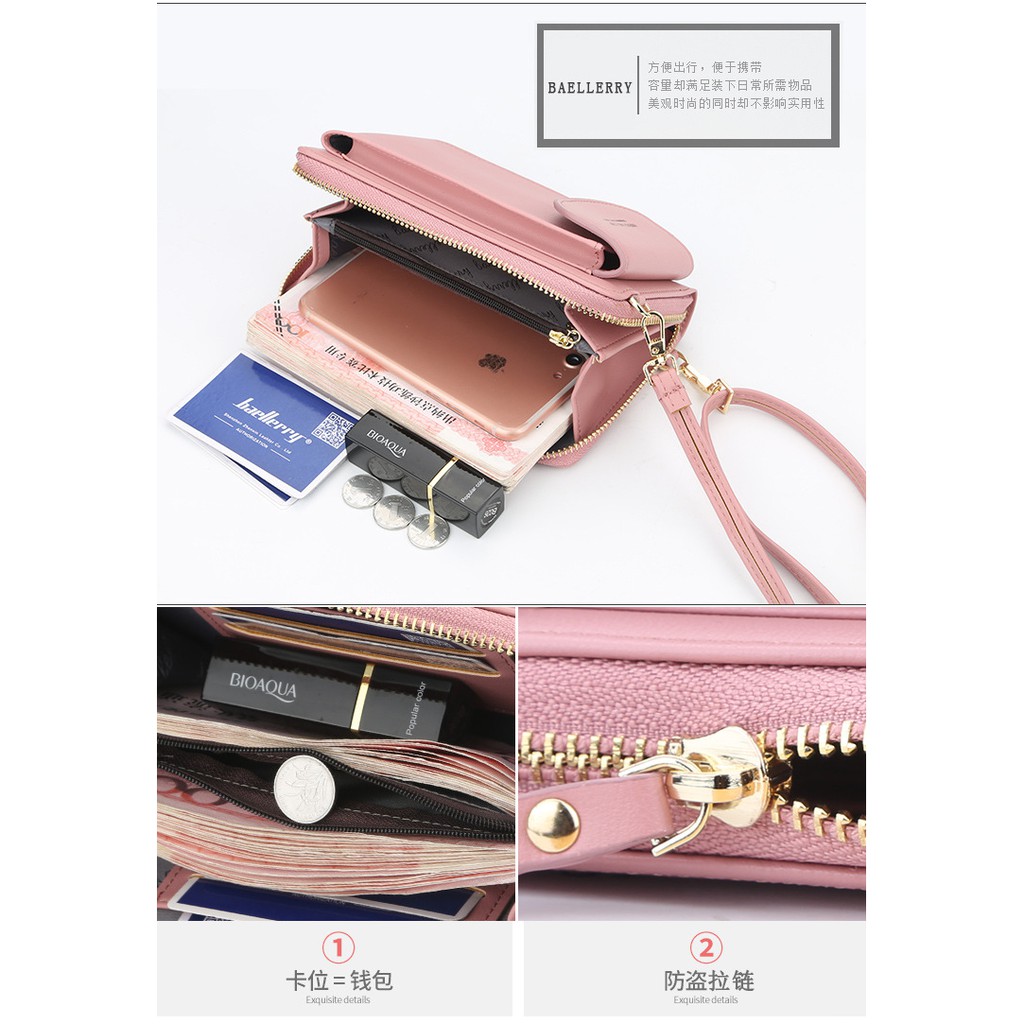 [FREESHIP, HỎA TỐC]túi ví đeo chéo Baellerry mẫu 1 mini dáng đứng, để vừa điện thoại smartphone, iphone - VI08591
