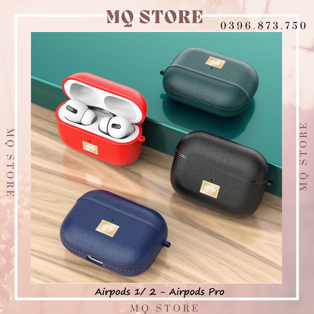Case Airpods vân da cao cấp dành cho Airpods 1/ 2/pro, chất liệu TPU dẻo