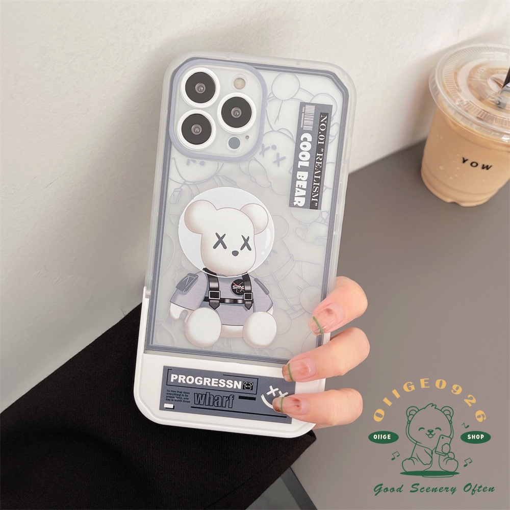 Ốp Điện Thoại TPU In Hình Gấu Kèm Giá Đỡ Ẩn Cho Iphone 13 12 11 Pro Max Xs Max Xr X 8 7Plus