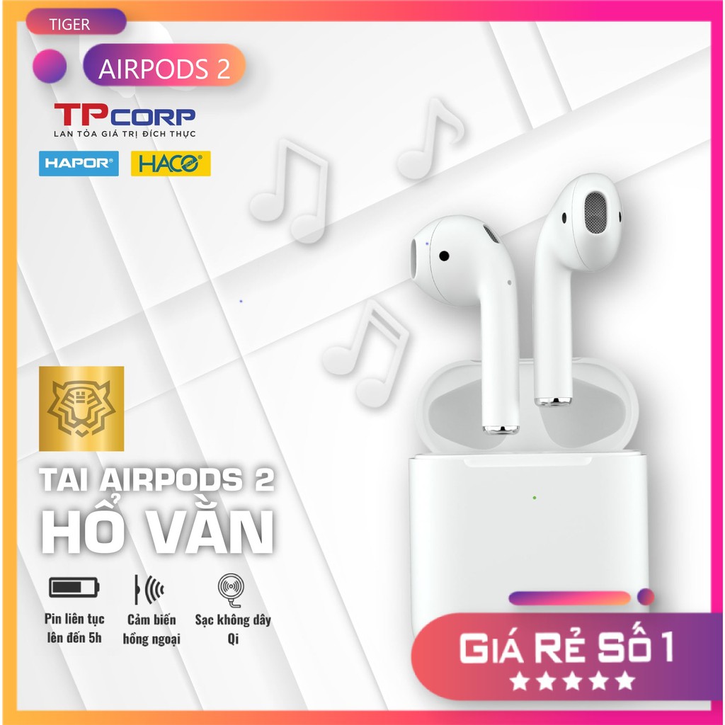 Tai nghe TWS airpods 2-Hổ vằn Bluetooth/chip louda1562/check setting/đổi tên/định vị