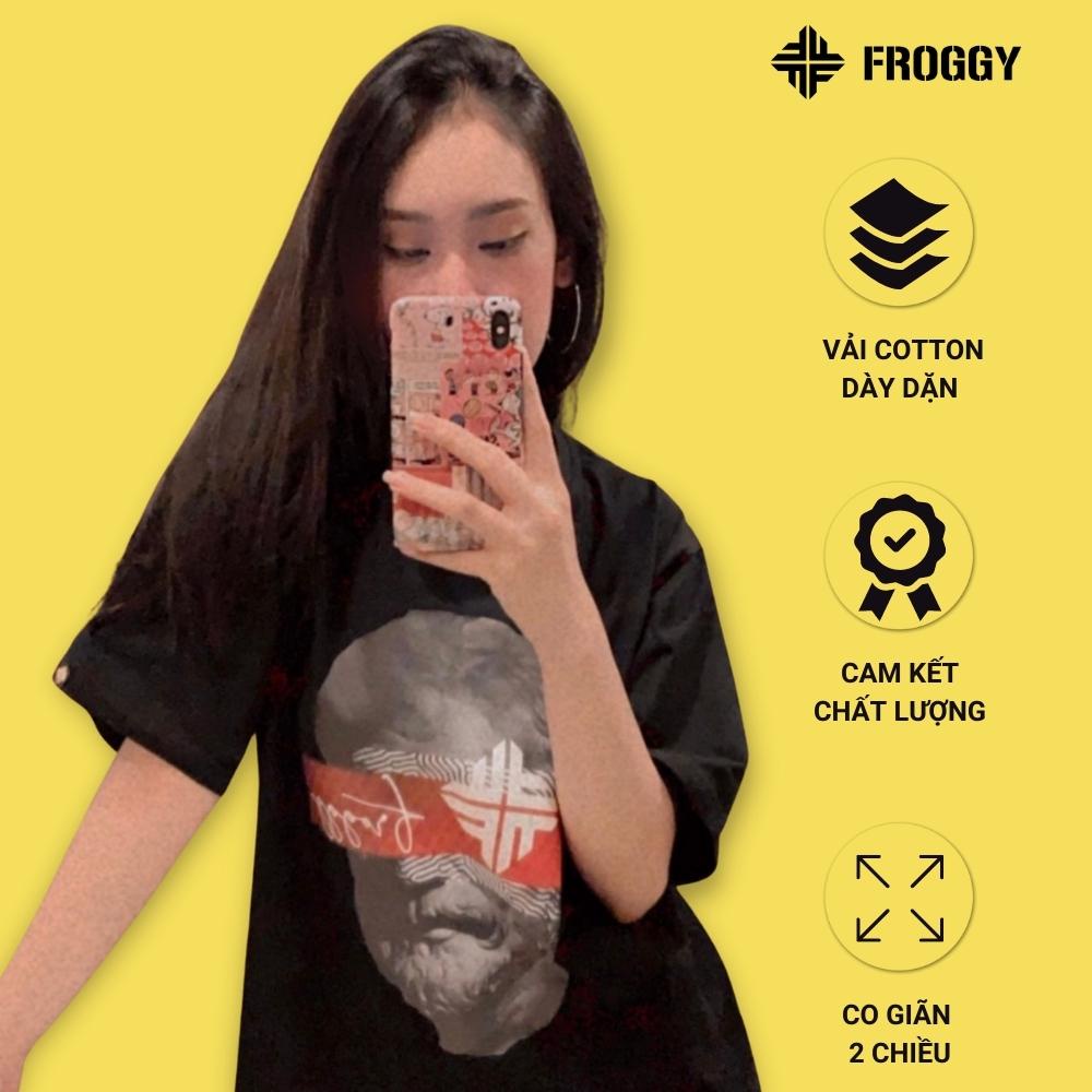 Áo Thun Cổ Tròn FROGGY Áo Phông Unisex Nam Nữ Cotton dày dặn Oversize Phom Rộng tay lỡ Hàn Quố In Hình AESTHETIC