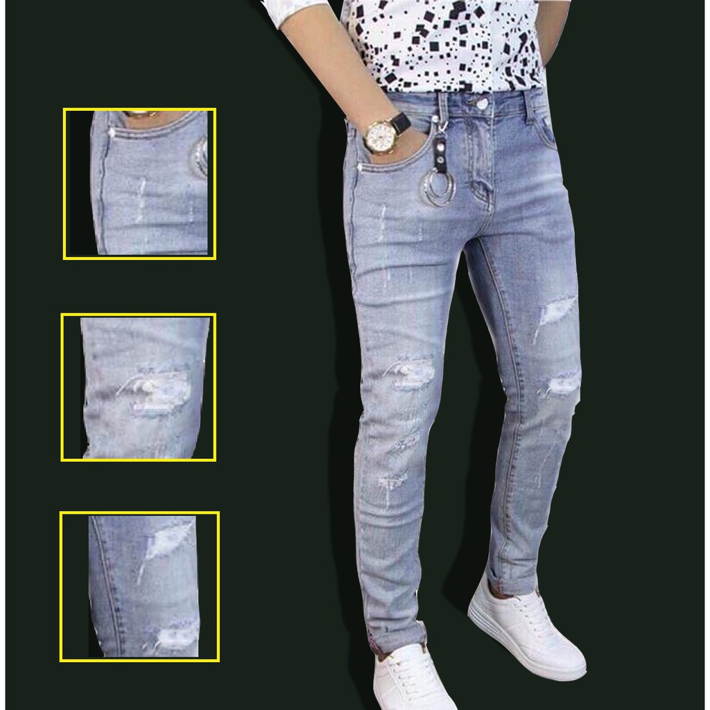 Quần Jean Nam rách Co Giãn