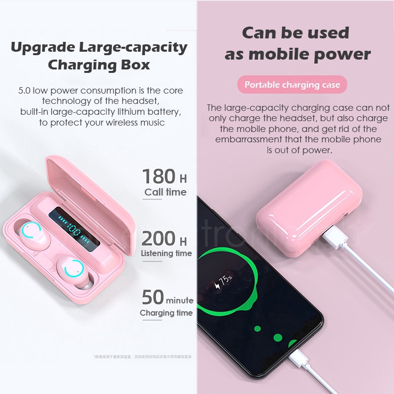 Tai Nghe Bluetooth 5.0 Không Dây F9-9 Màu Sắc Macaron | BigBuy360 - bigbuy360.vn