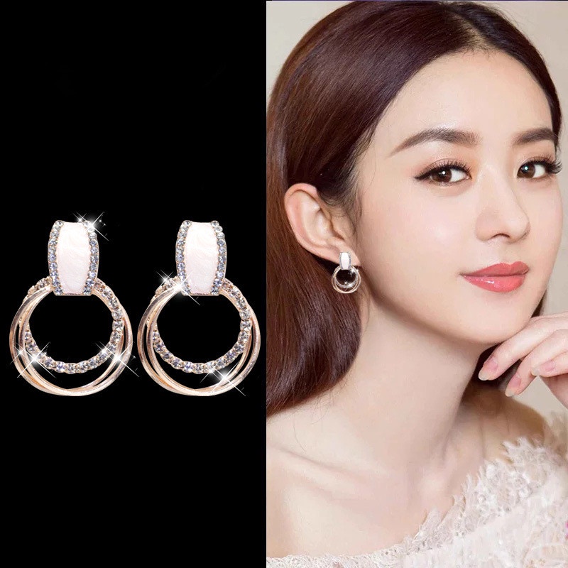 Bông Tai Mạ Bạc 925 Hình Tròn Thời Trang Dễ Phối Đồ