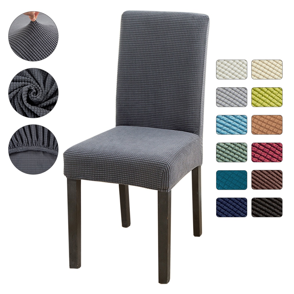 1 Vỏ Bọc Ghế Dệt Kim Dày Dặn Co Giãn Màu Trơn Dành Cho Gia Đình / Quán Cà Phê / Nhà Hàng