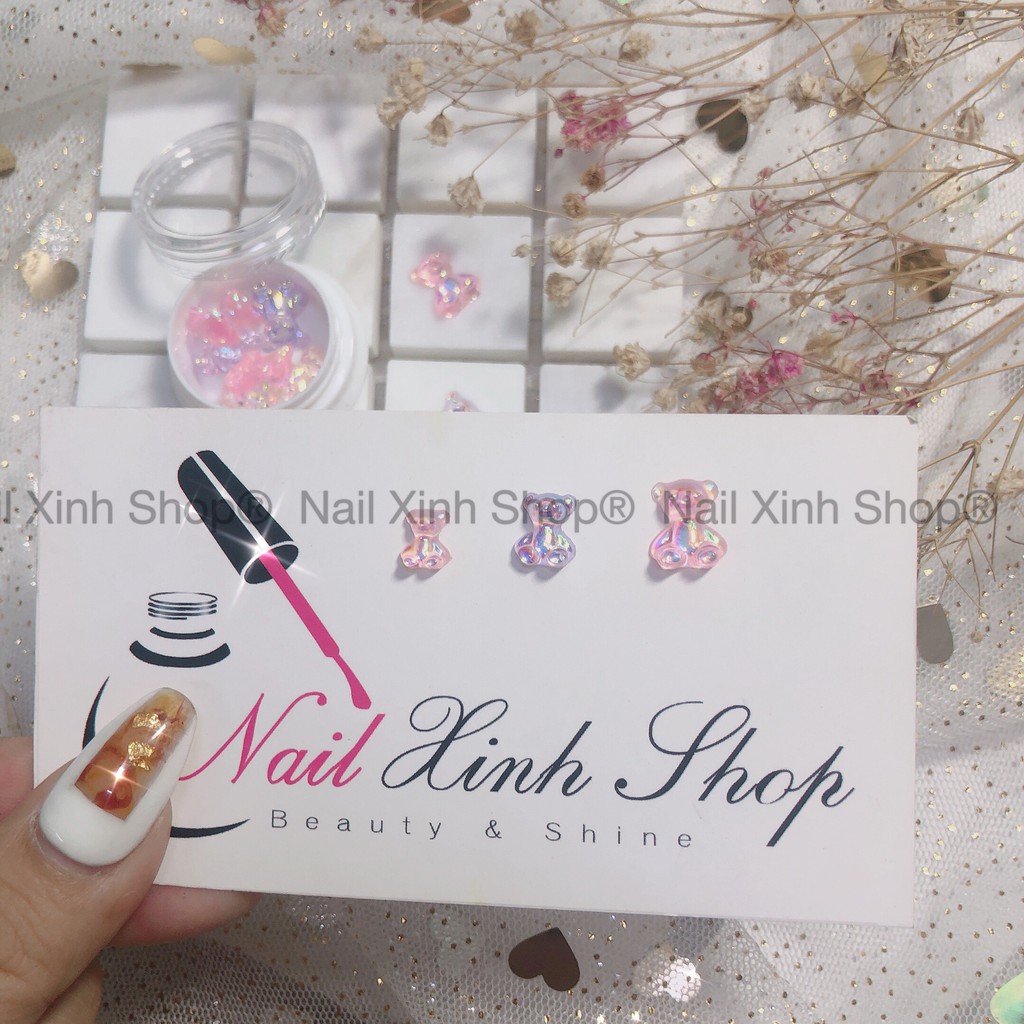 Hũ trang trí móng nail - 10 con gấu mix / charm gấu hot nail 2020