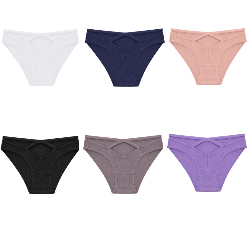 Cute Byte Bộ 3 Quần Lót Cotton Lưng Thấp Dây Đan Chéo Trước Gợi Cảm Dễ Thương Cho Bạn Gái