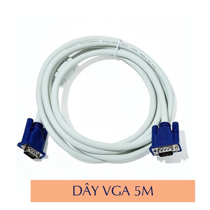 [Mã ELHACE giảm 4% đơn 300K] Cáp VGA dài 5m màu trắng - dây VGA kết nối máy tính, laptop với lcd, máy chiếu