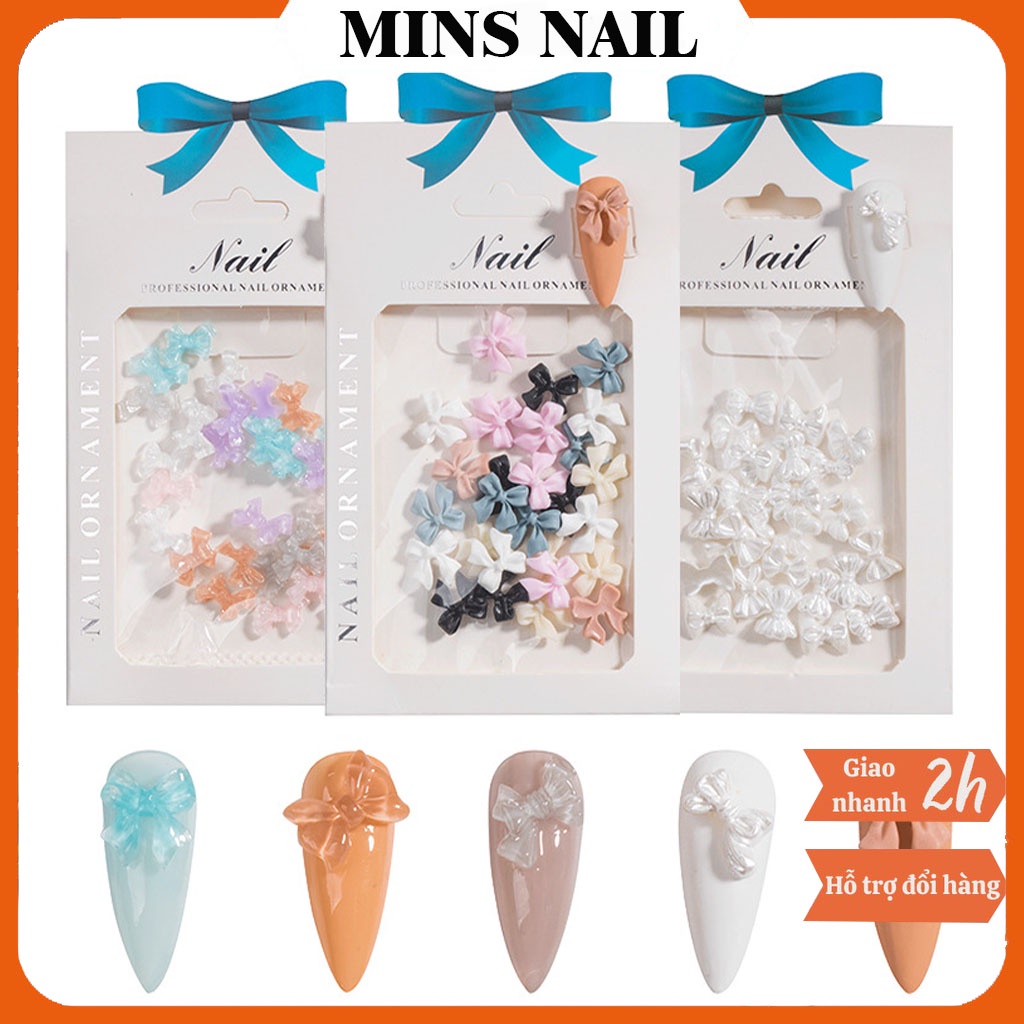 Charm nơ nail gắn móng, charm nơ trang trí móng cao cấp phụ kiện làm móng giá rẻ