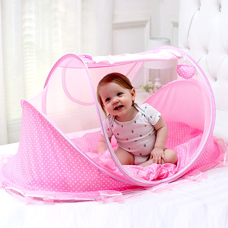 Nệm có mùng happy baby - Mùng chụp tự bung cao cấp xếp gọn tiện dụng - Màn phát nhạc cho bé - màn chống muỗi an toàn