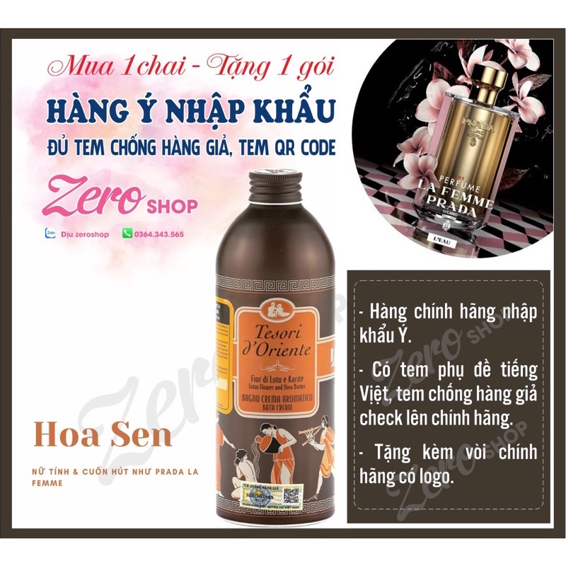 Sữa tắm xích Tesori D'Orientce hương hoa sen 500ml có vòi