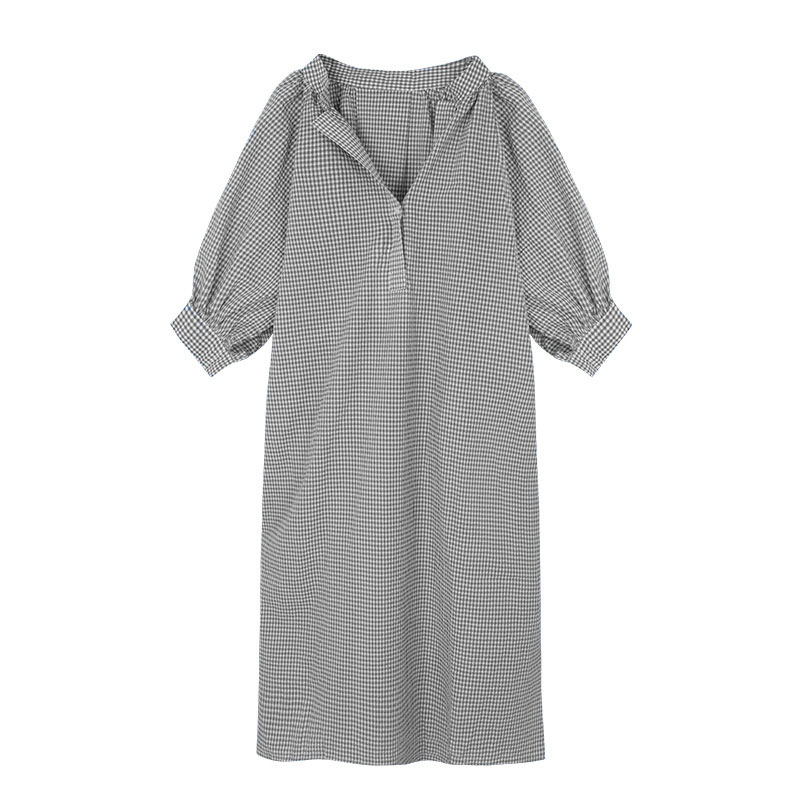 Đầm ZANZEA Dáng Dài Tay Lửng Cổ Chữ V Họa Tiết Caro Thời Trang Dành Cho Nữ | BigBuy360 - bigbuy360.vn