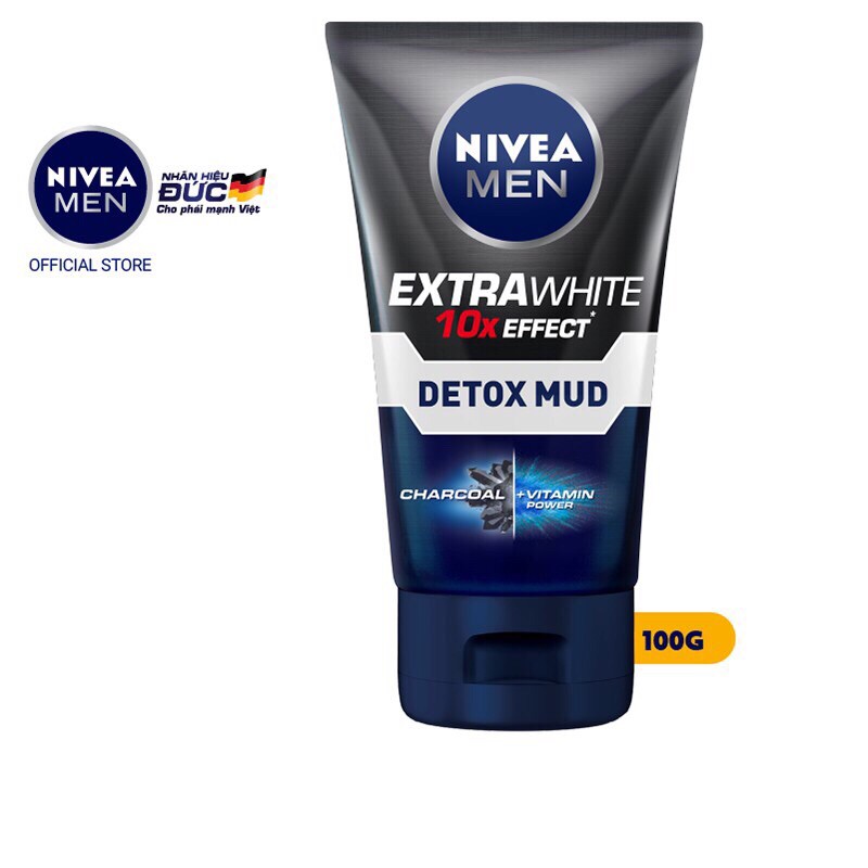 Sữa rửa mặt NIVEA MEN Detox Mud bùn khoáng giúp sáng da & mờ thâm mụn (100g)