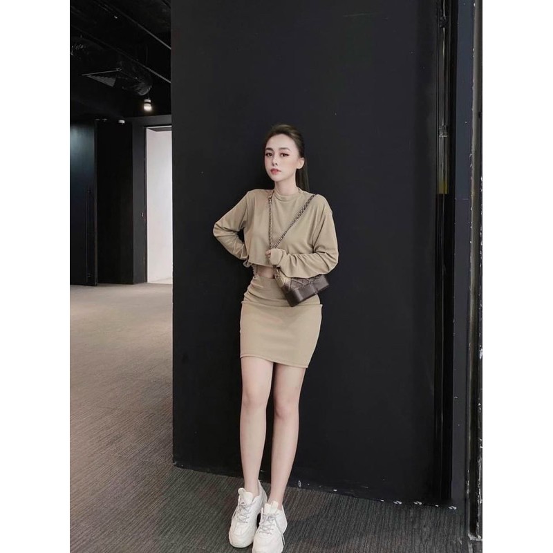 Set Croptop tay dài