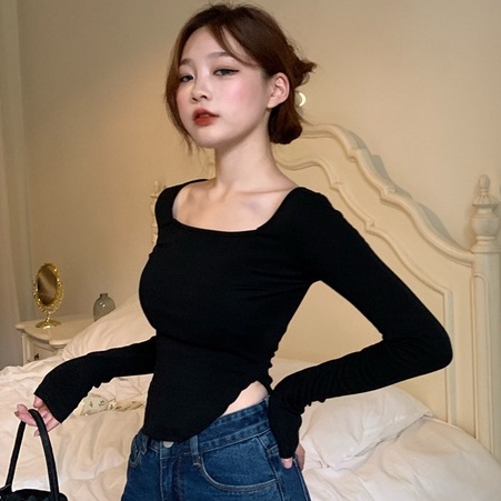 [ Mã 11FASHIONSALE1 giảm 10K đơn 50K ] Áo Kiểu Tay Dài Cổ Vuông Thời Trang Hàn Quốc Dành Cho Nữ | BigBuy360 - bigbuy360.vn