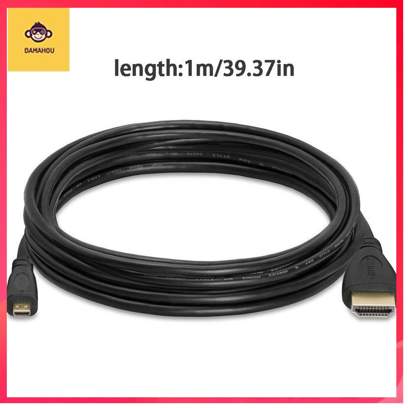 【Trong kho】1M micro HDMI to HDMI 1080p Cáp cáp TV Bộ chuyển đổi AV Điện thoại di động Máy tính bảng HDTV