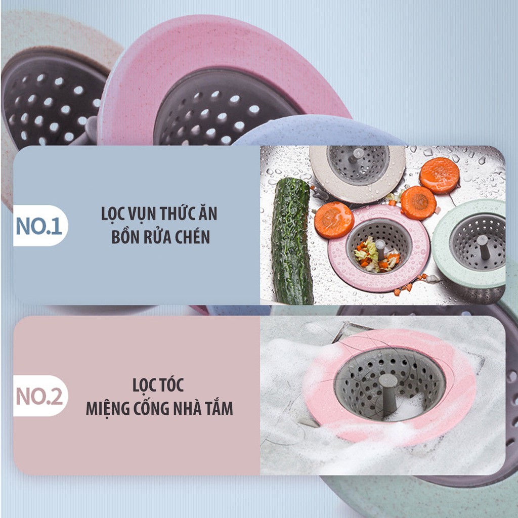 Phễu lọc rác silicone dùng chặn rác vụn thực phẩm ở bồn rửa chén và chặn tóc ở miệng cống thoát nước nhà tắm - CMPK93