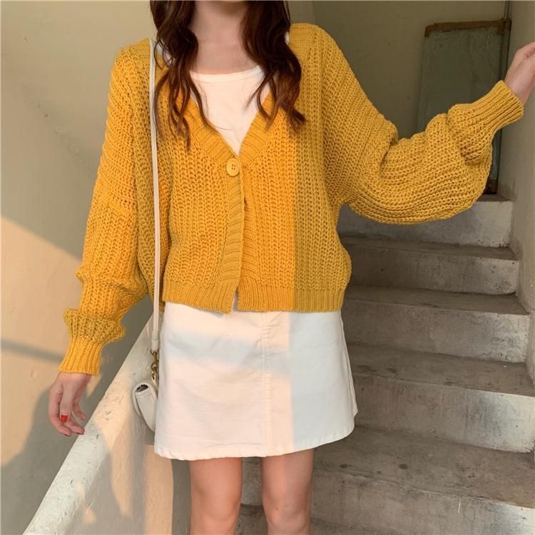 Áo khoác len cardigan cổ chữ V dáng rộng phong cách mùa hè trẻ trung dành cho nữ