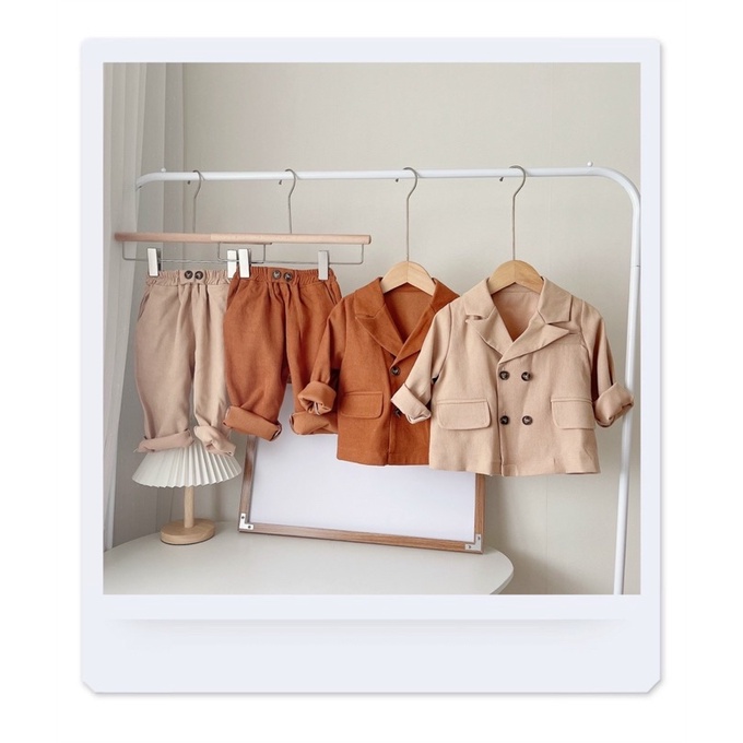 BỘ VEST CHẤT NHUNG CHÉO CHO BÉ TRAI