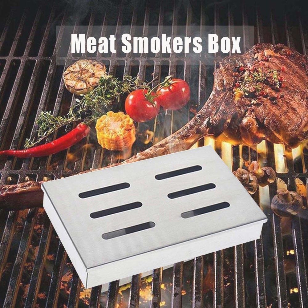 WMES1 Washable BBQ Smoker Box Stainless steel Charcoal Grills Meat Smokers Box Smoked Meat Grill Kitchen Outdoor Barbecue Bacon Barbecue Accessories/Multicolor