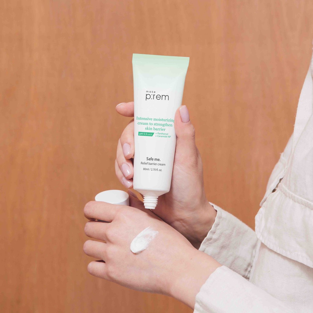 Set kem dưỡng ẩm Make P:rem Safe me. Relief barrier cream