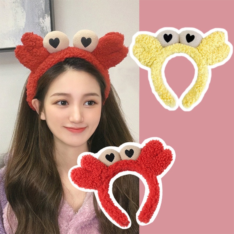 Flgo Băng Đô Bằng Vải Lông Hình Cua Mắt To Dễ Thương Để Rửa Mặt / Trang Điểm / Tập Yoga / Thể Thao /