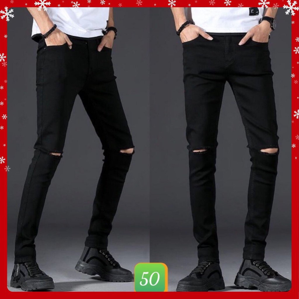 Quần jean nam 💥Freeship💥  Quần rin rách gối chất bò cao cấp Ống Đứng Dáng Cao Basic HA10