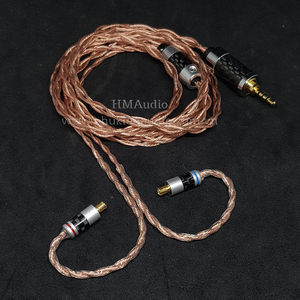 Dây tai nghe đồng 7N OCC Litz 25AWG 1.1mm tết 4 - Connetor IM03/50/70 A2DC IE80/80s IE40Pro IE100/400/500 IE300/900 2Pin