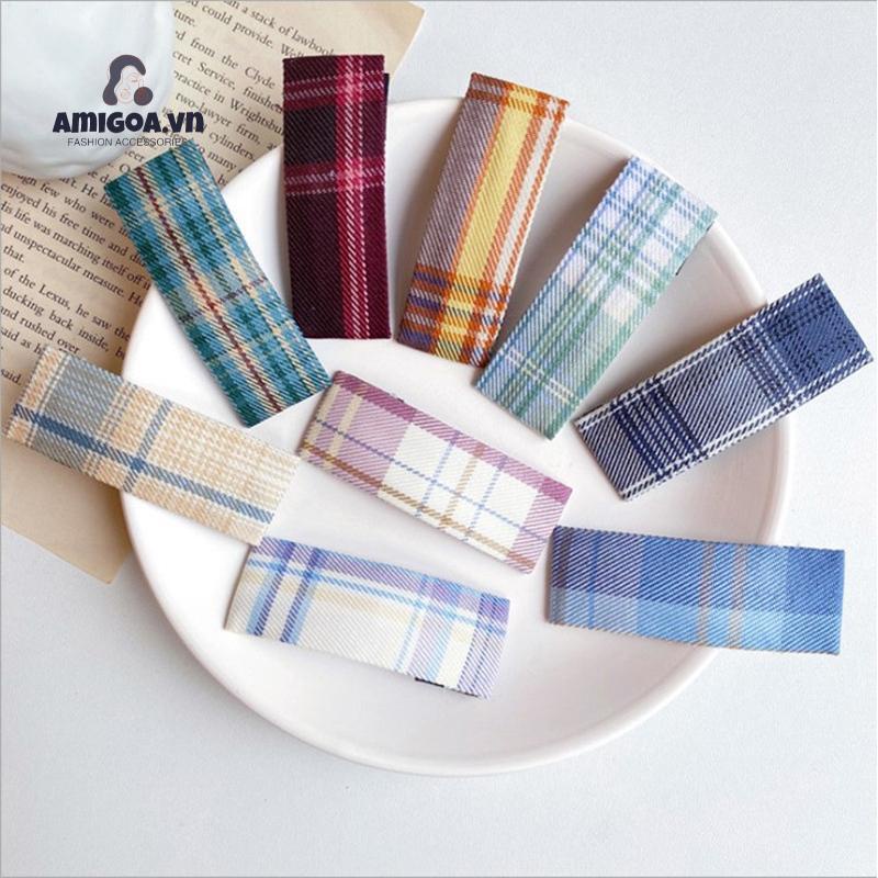 Kẹp Tóc Họa Tiết Kẻ Sọc Thiết Kế Đơn Giản Dễ Thương